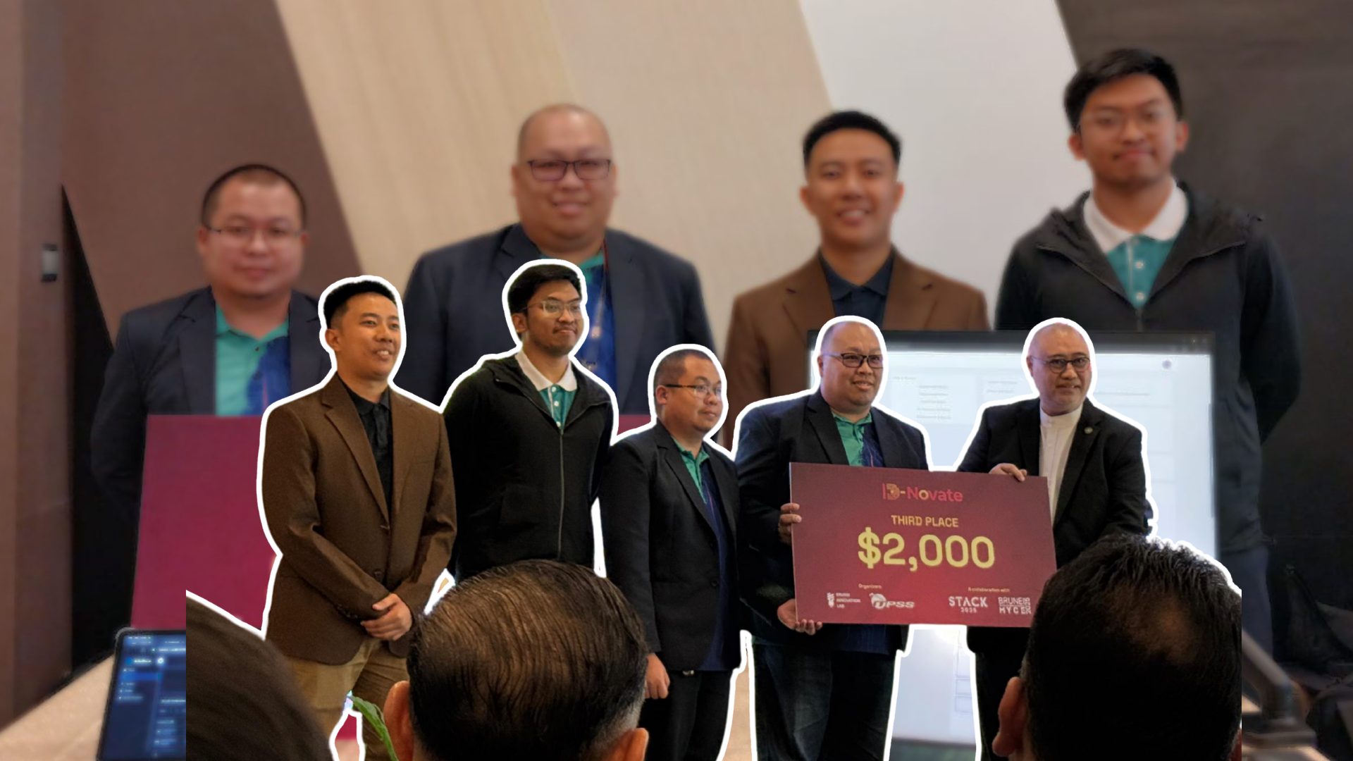 The everBetter team accepting the $2,000 third-place prize at ID-Novate